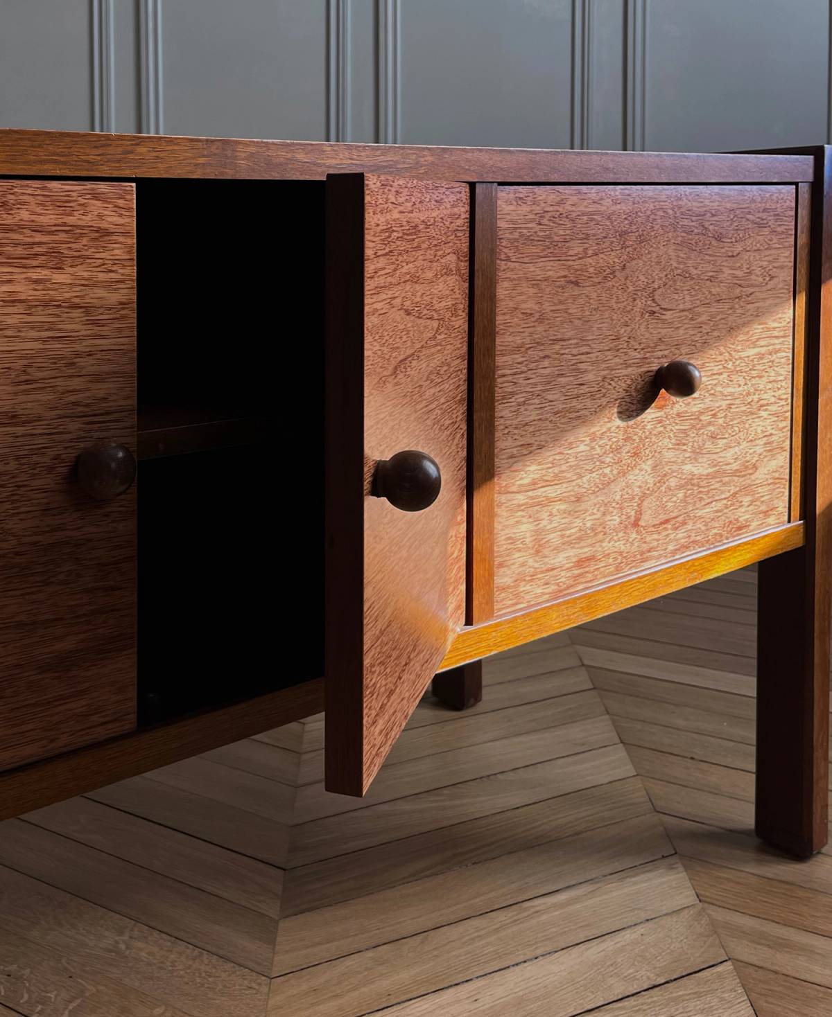 Modernist wood cabinet, view 6