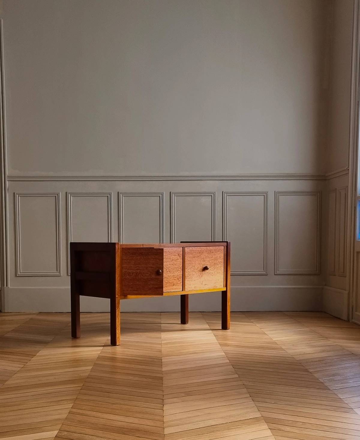 Modernist wood cabinet, view 3