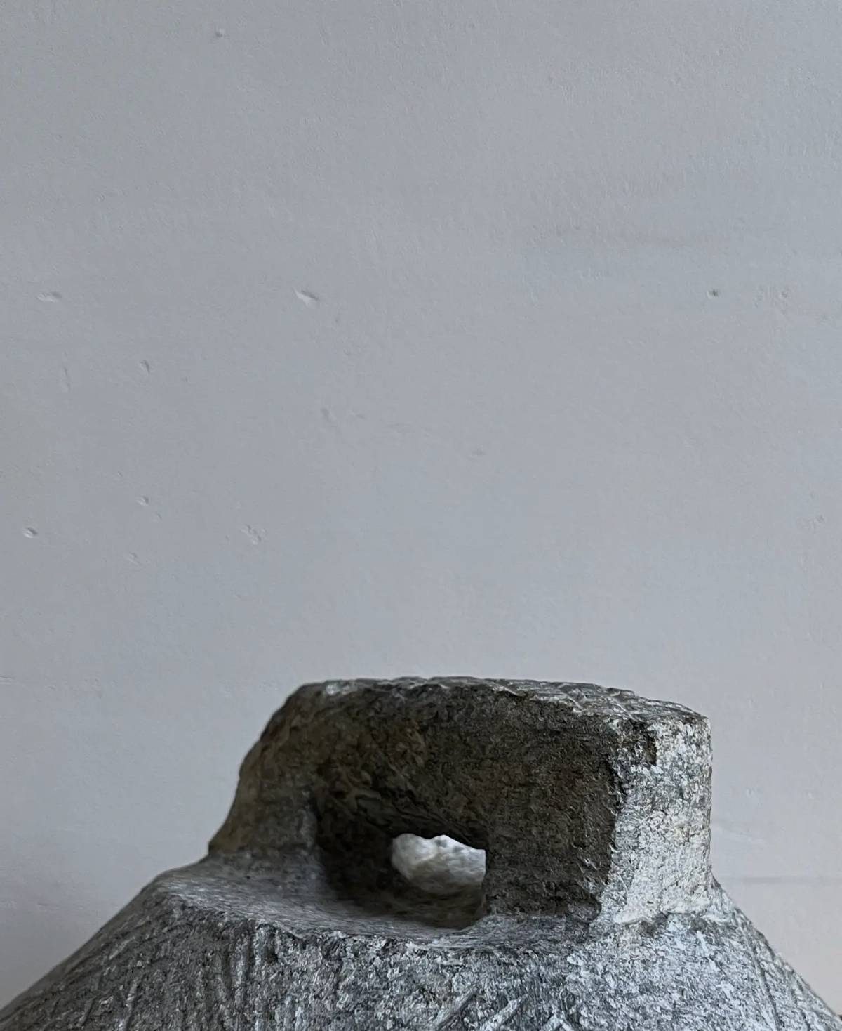 Stone carved pot, view 7