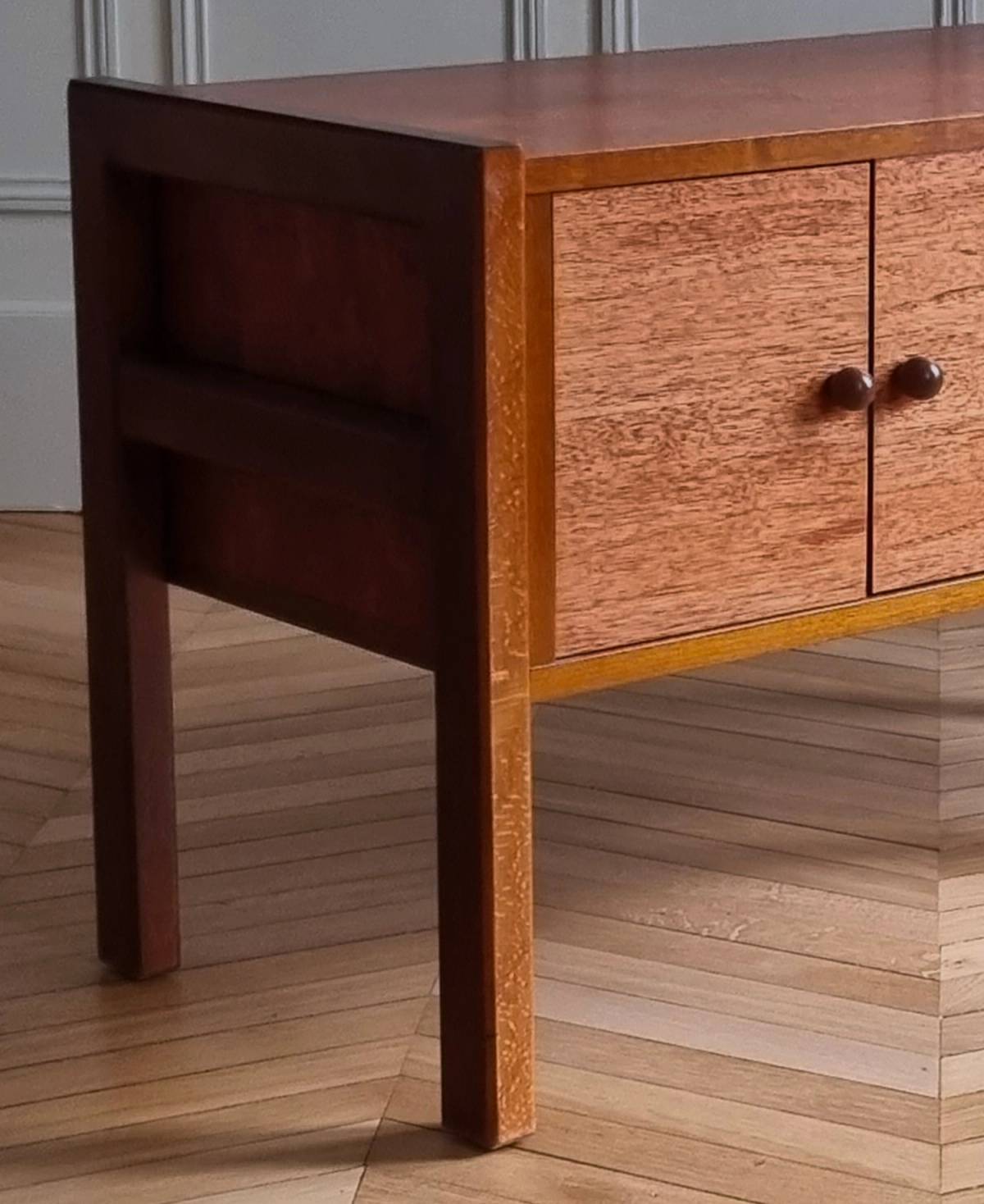 Modernist wood cabinet, view 2