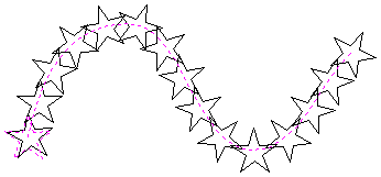 Stars Copied along the curve
