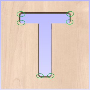 Inlay with radiused outer corners