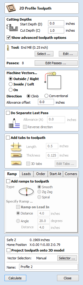 single line font for profile toolpath vectric