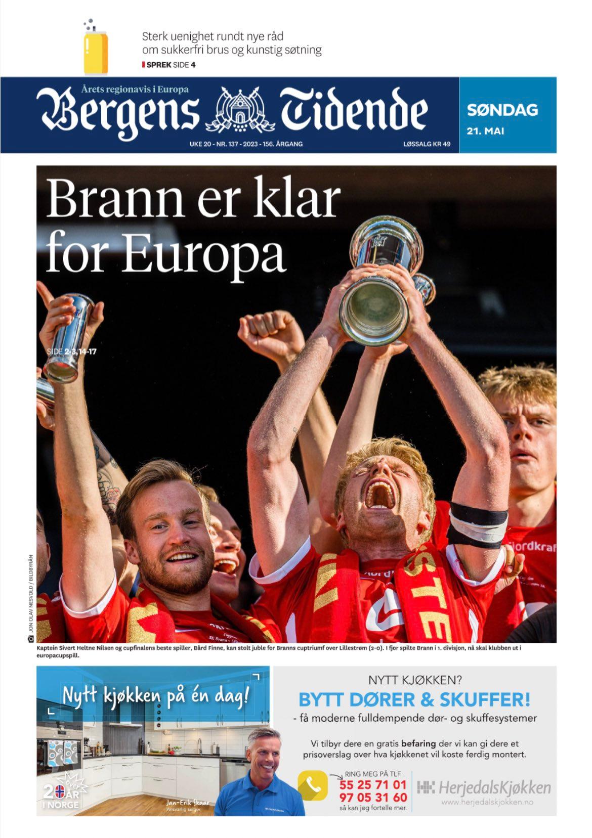 Brann er klar for Europa (Bergens Tidende, 21. mai 2023)