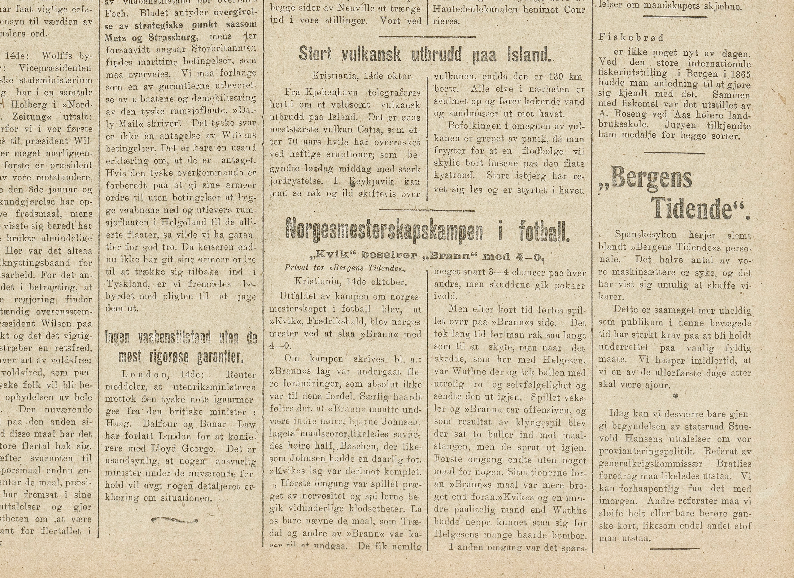 Bergens Tidende, 14. oktober 1918