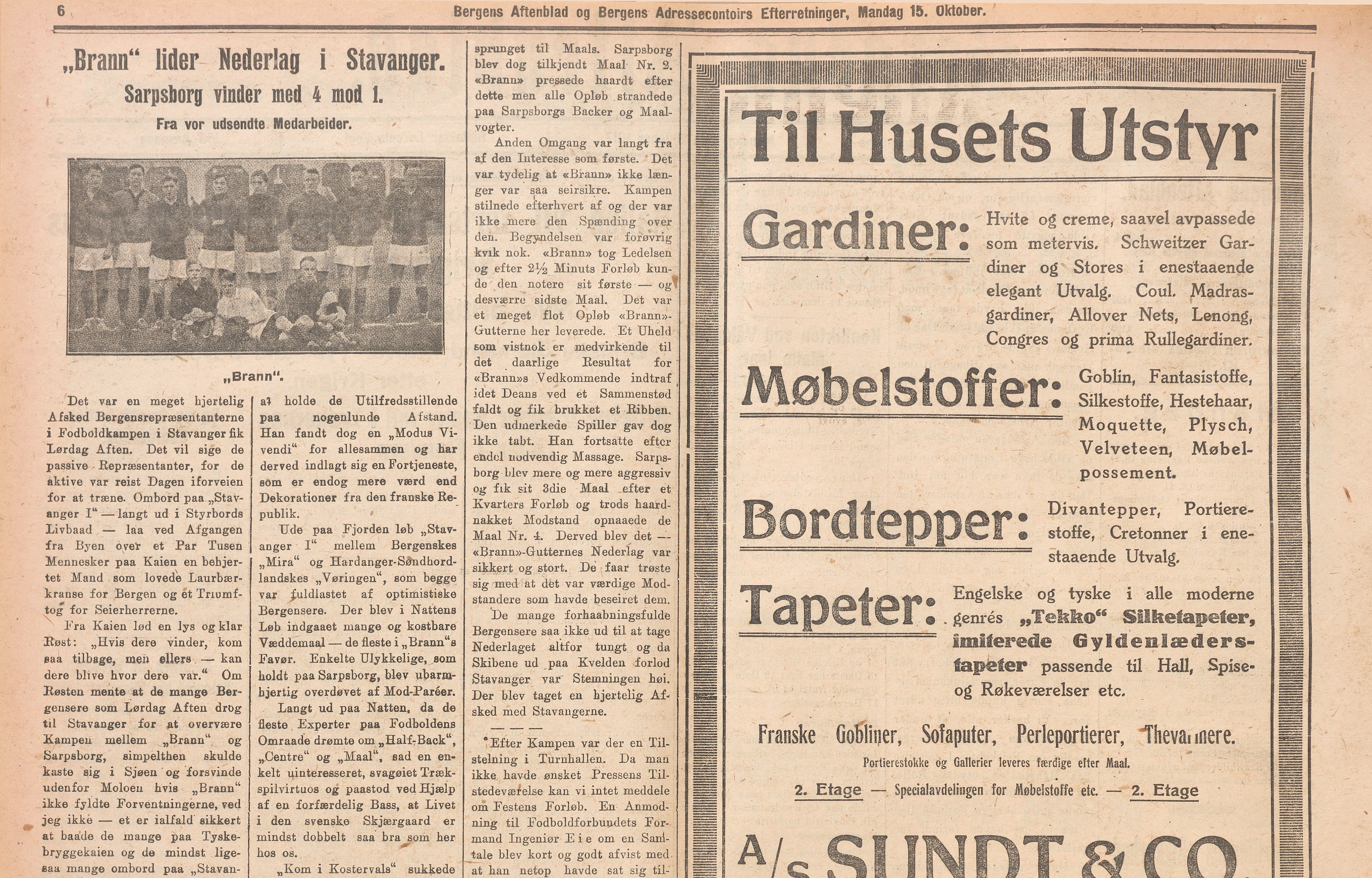 Bergens Aftenblad og Bergens Adressecontoirs Efterretninger, 15. oktober 1917.