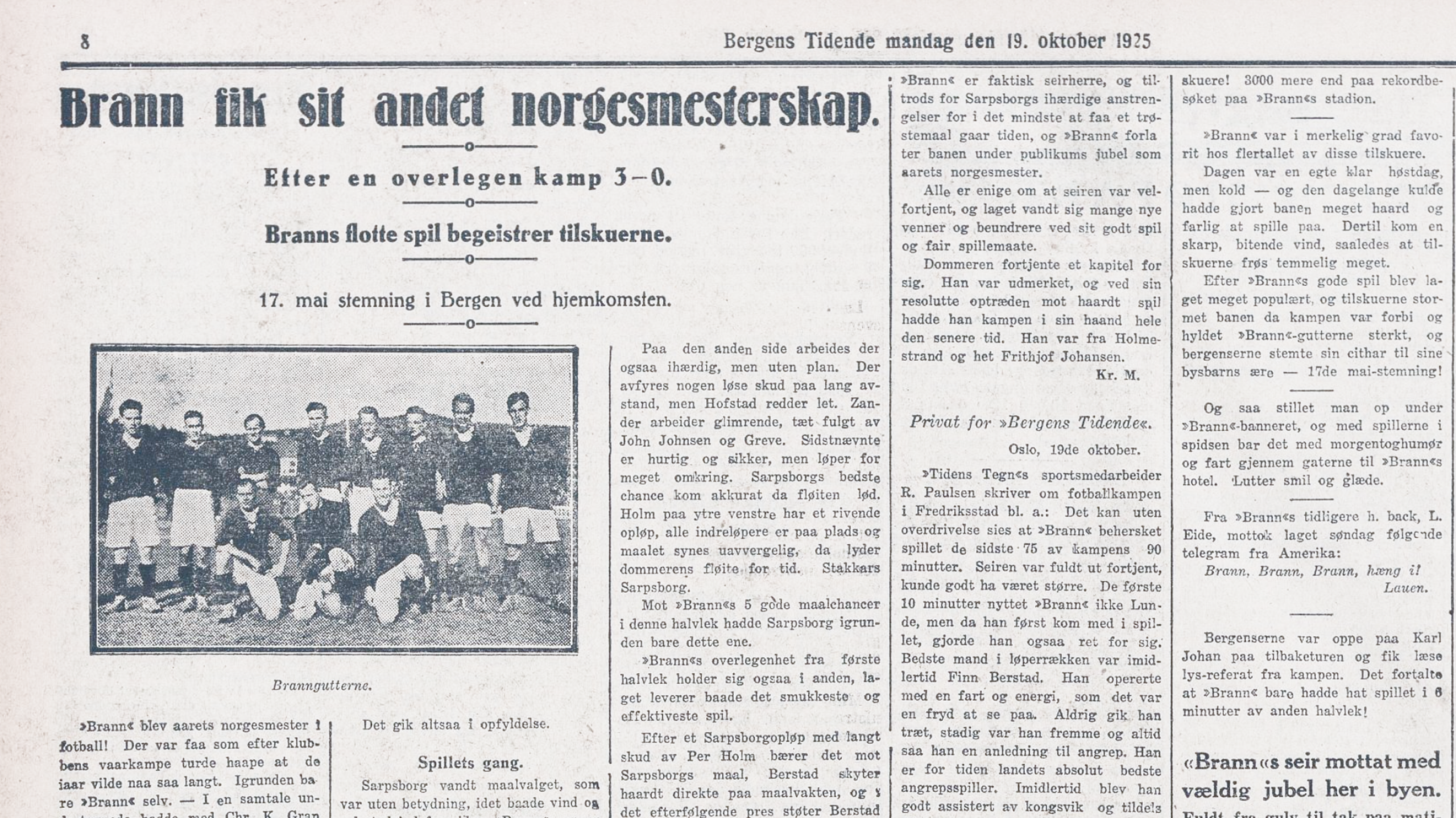 Bergens Tidende, 19. oktober 1925
