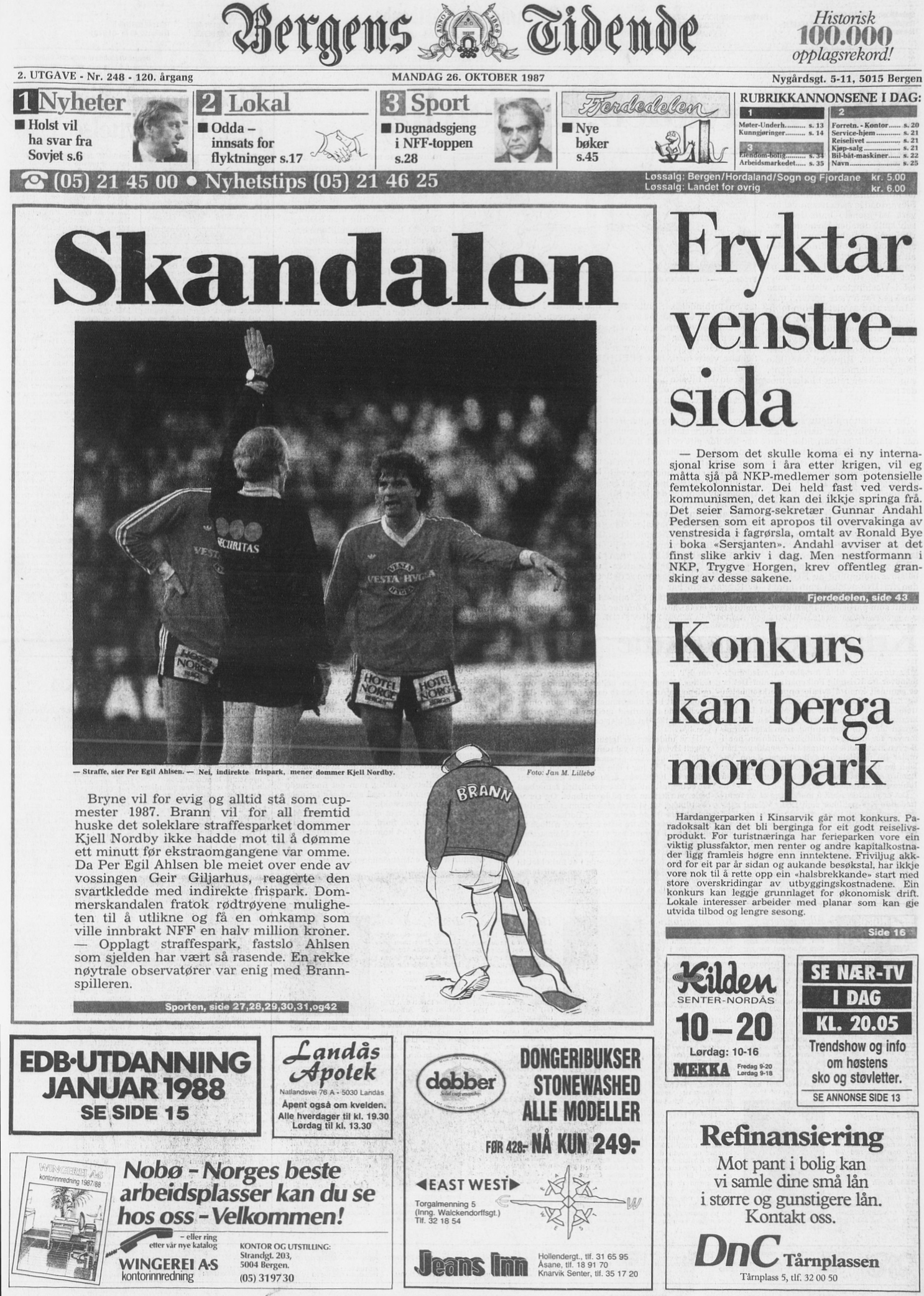 Bergens Tidende, 26. oktober 1987
