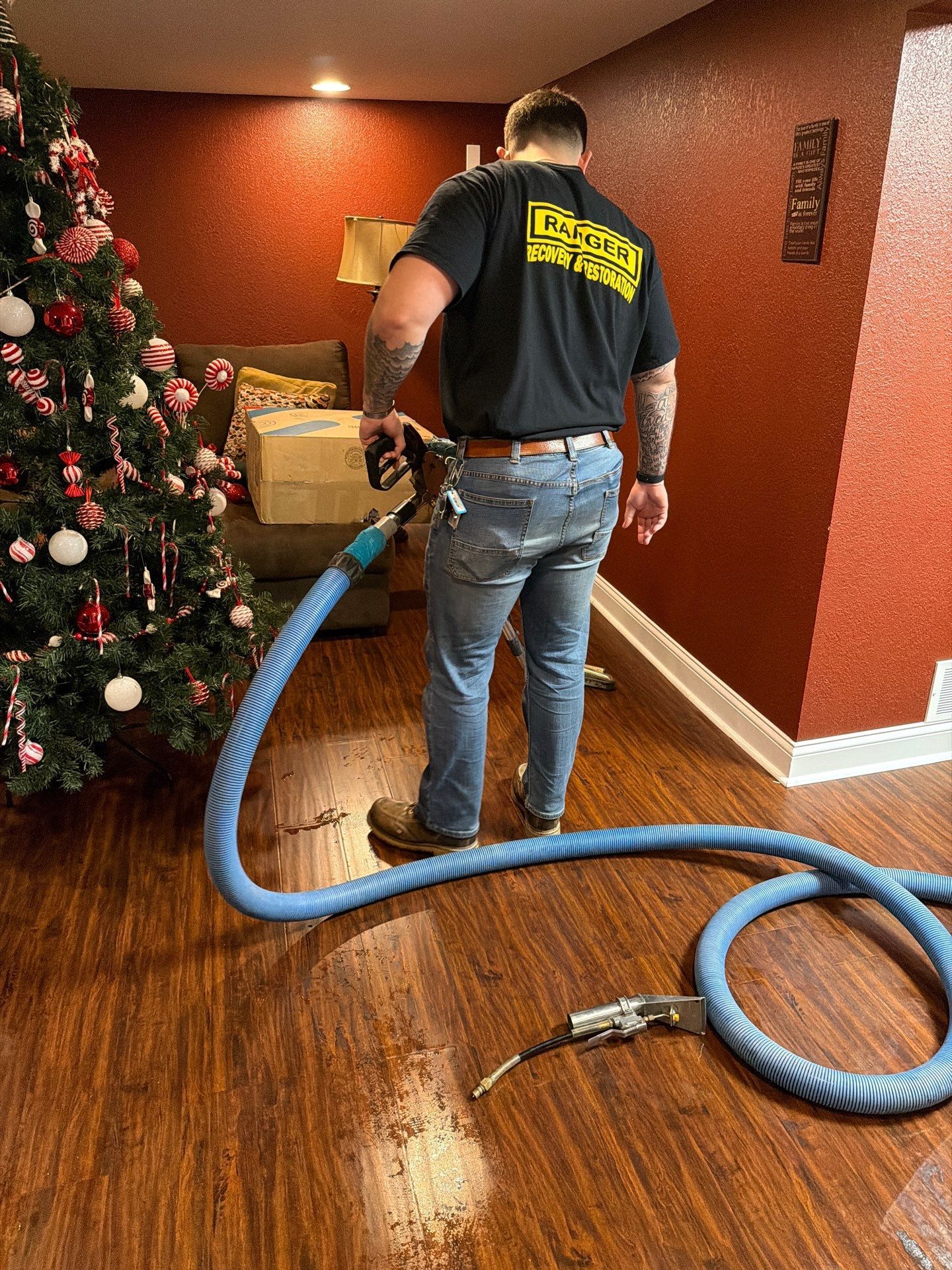 Actual Ranger Recovery project — Basement Water Damage Cleanup & Structural Drying - Campbell