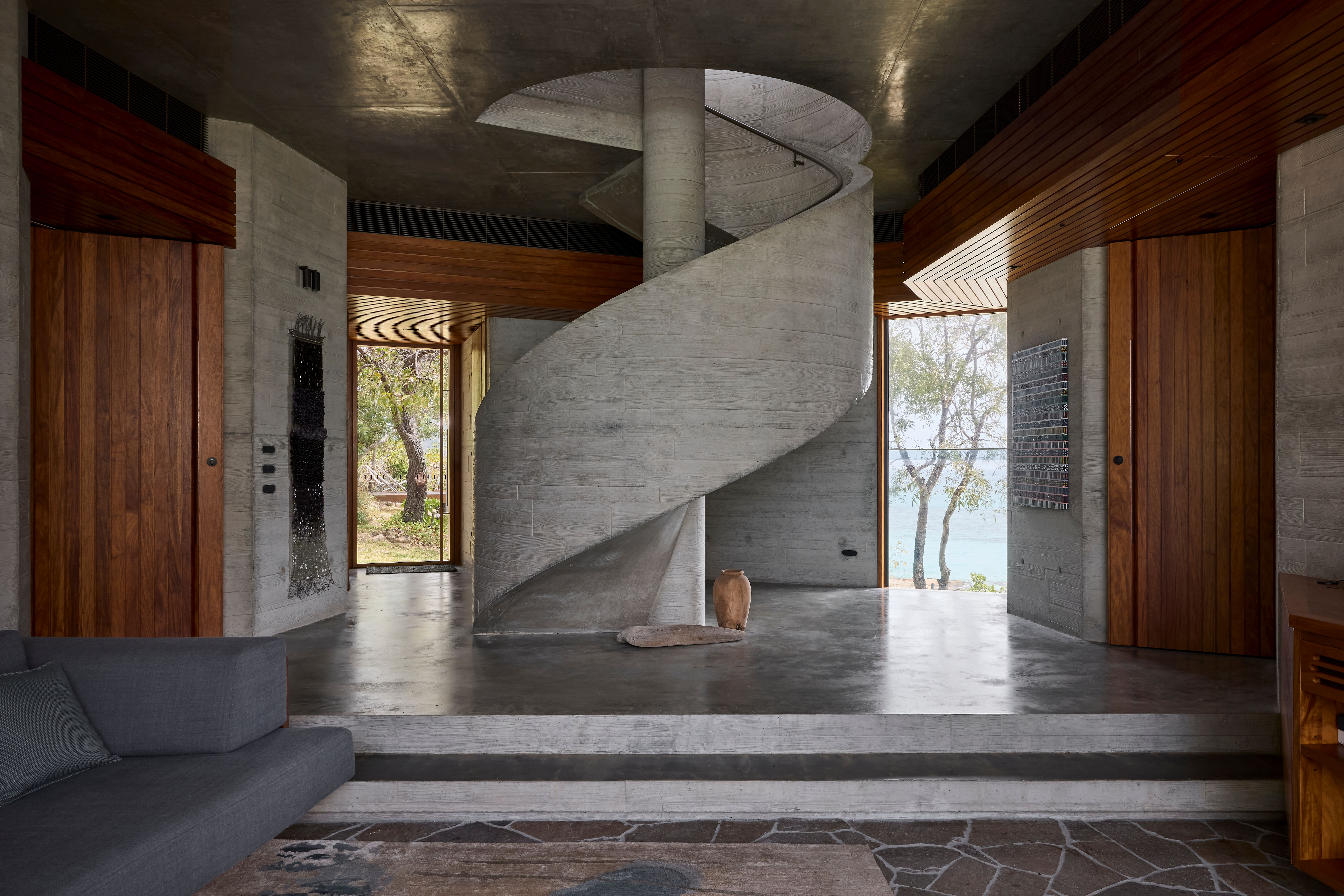 Power switch and outlets set in concrete in architectural project