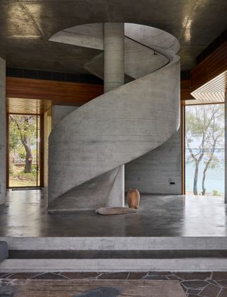 Power switch and outlets set in concrete in architectural project