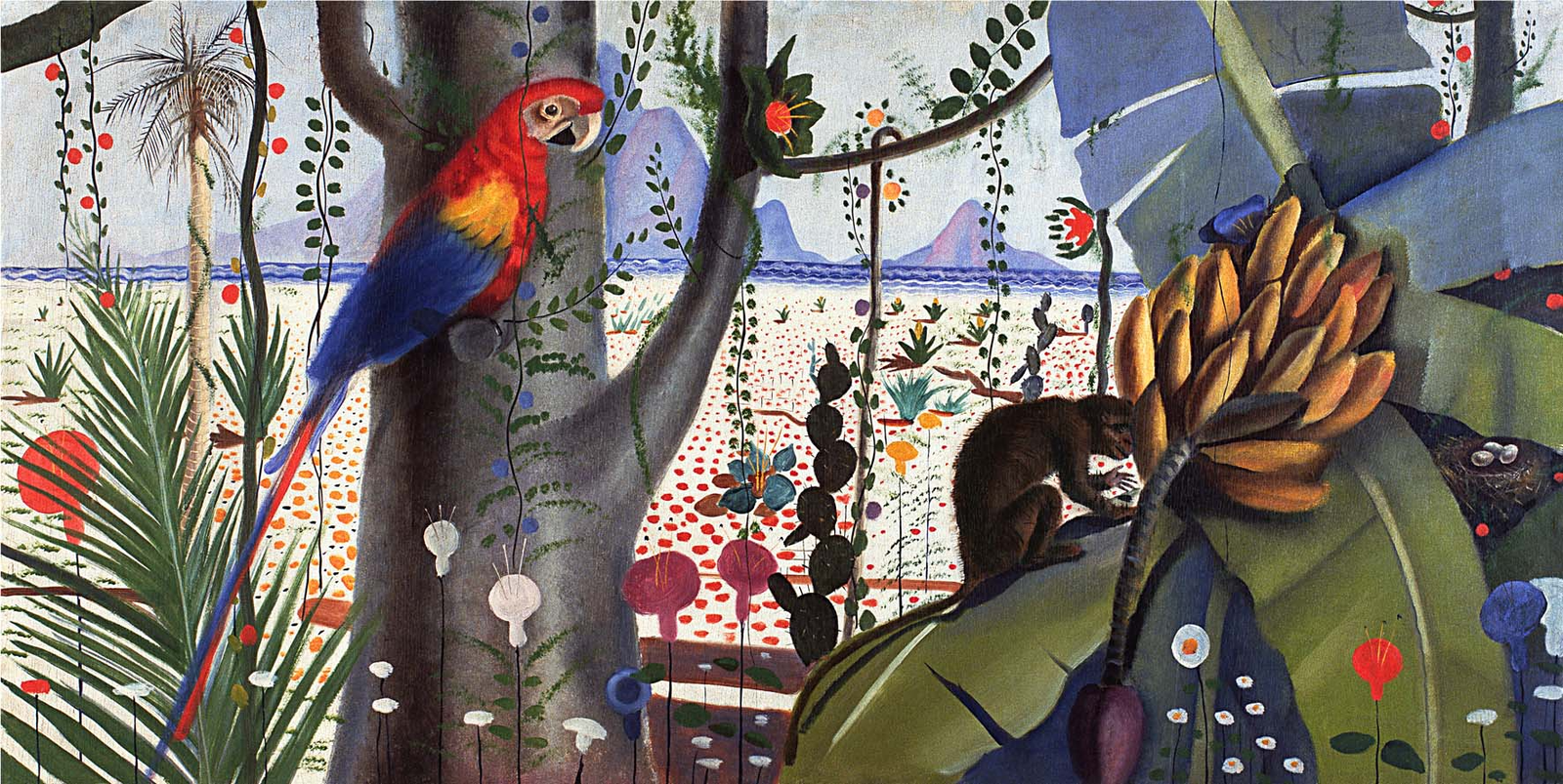 Obra modernista de Portinari com elementos da natureza e humanidade