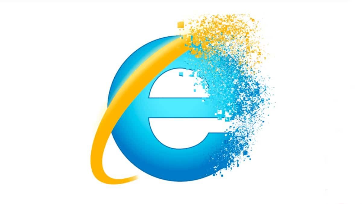 Logo do Internet Explorer em fundo azul com efeito de transição