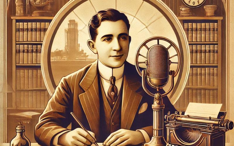 Retrato em preto e branco de Edgard Roquette-Pinto, pioneiro da radiodifusão