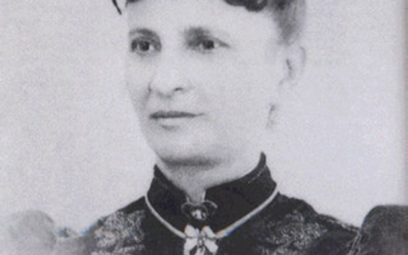 Retrato histórico de mulher em trajes do século XIX com livros