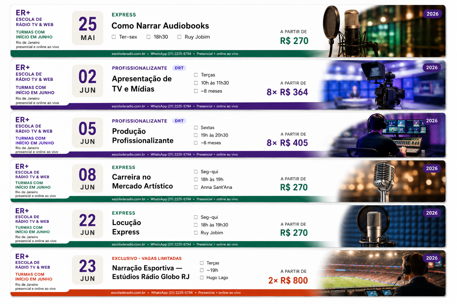 Junho começa cheio na ER+: seis turmas abertas para quem quer entrar de vez no mercado de comunicação