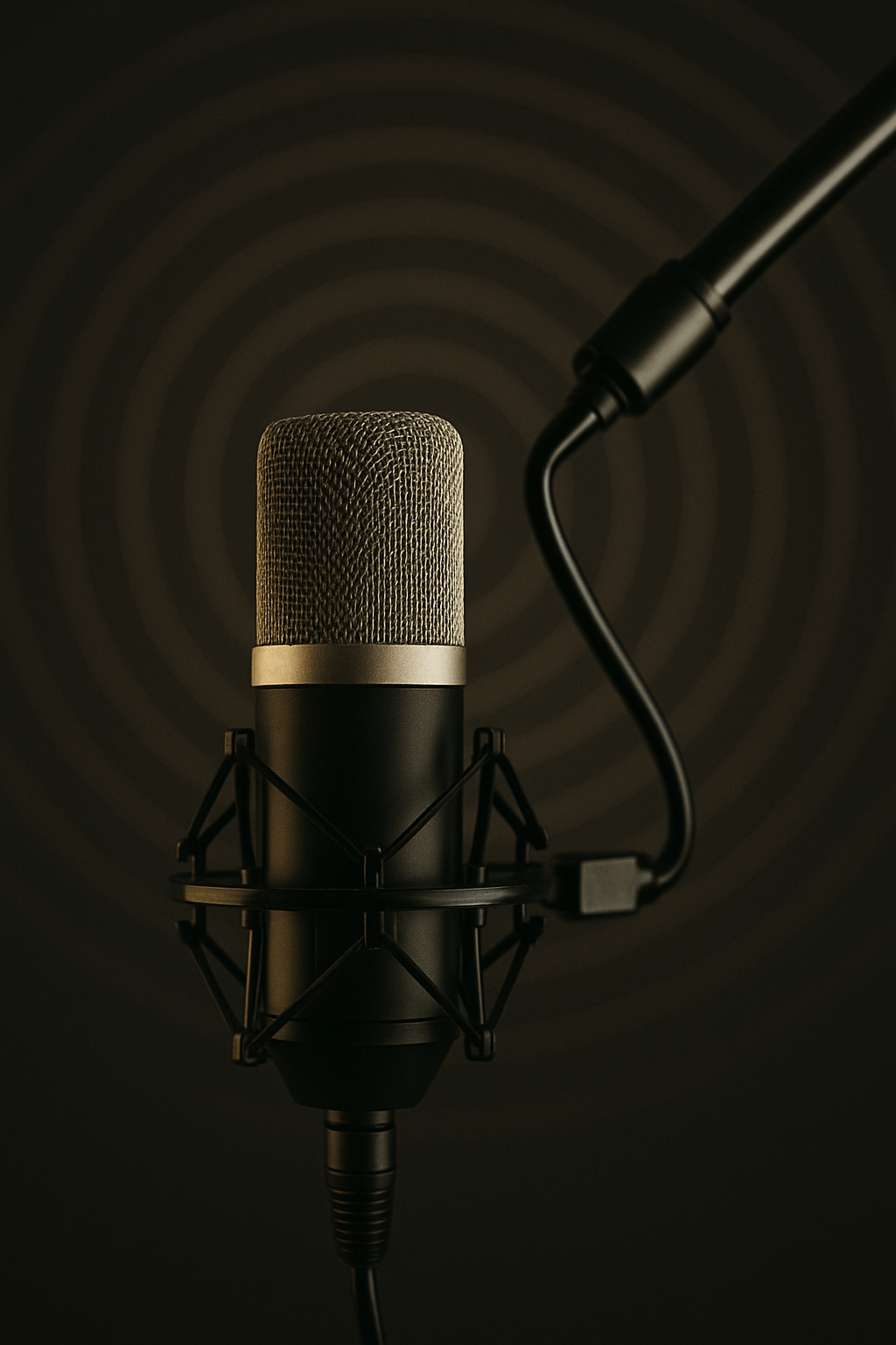 Podcaster gravando episódio em estúdio equipado com tecnologia moderna