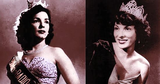 Duas cantoras em estúdio de rádio vintage dos anos 1940 em cena rival