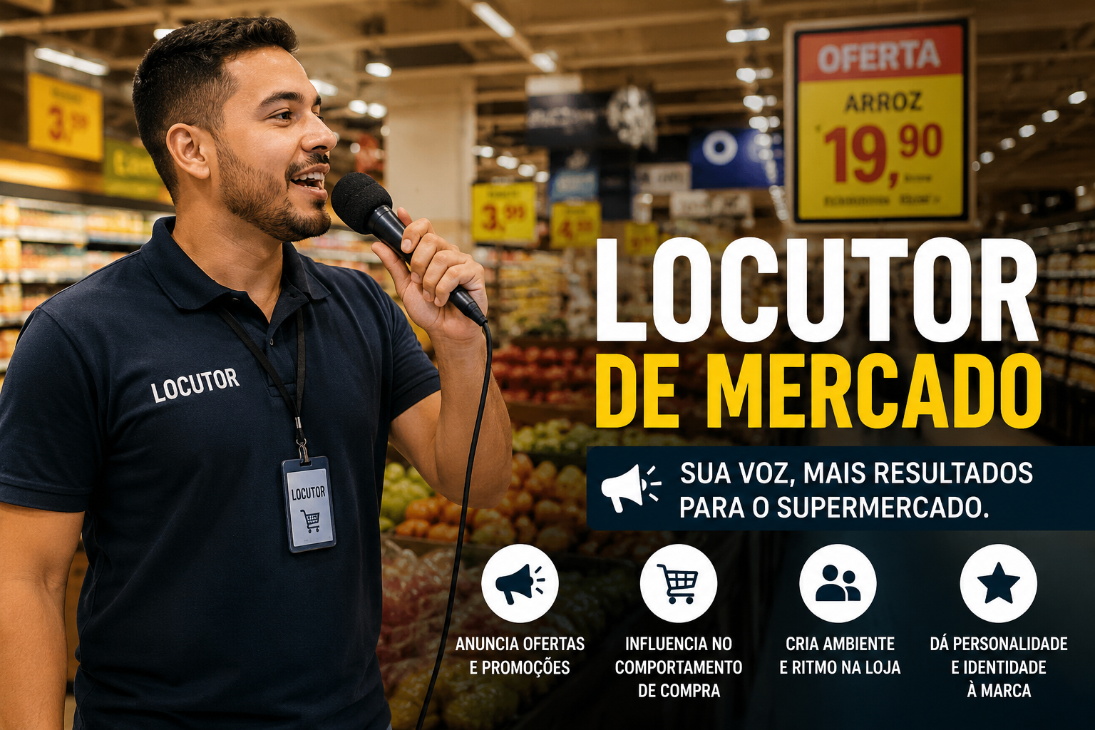 Supermercado abre vaga para LOCUTOR no RJ: oportunidade para quem já está preparado