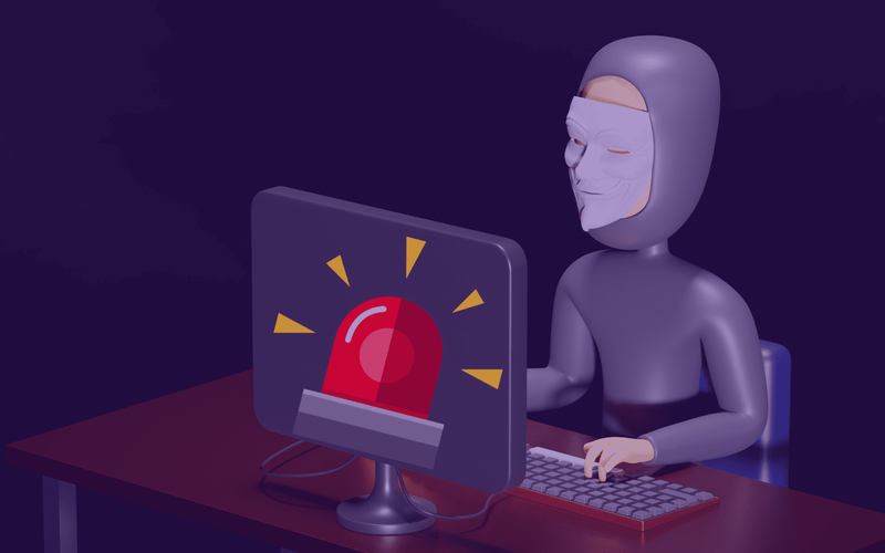 Símbolo de alerta com elementos relacionados a inteligência artificial
