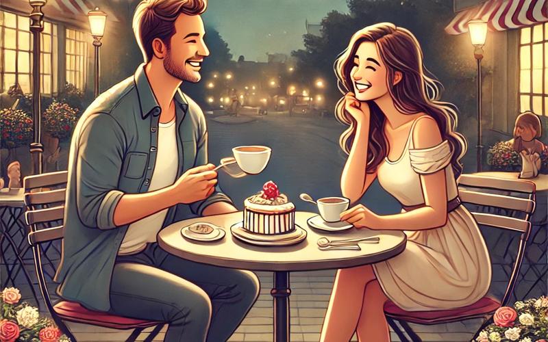 Casal em cena romântica ou encontro real recriado do cinema