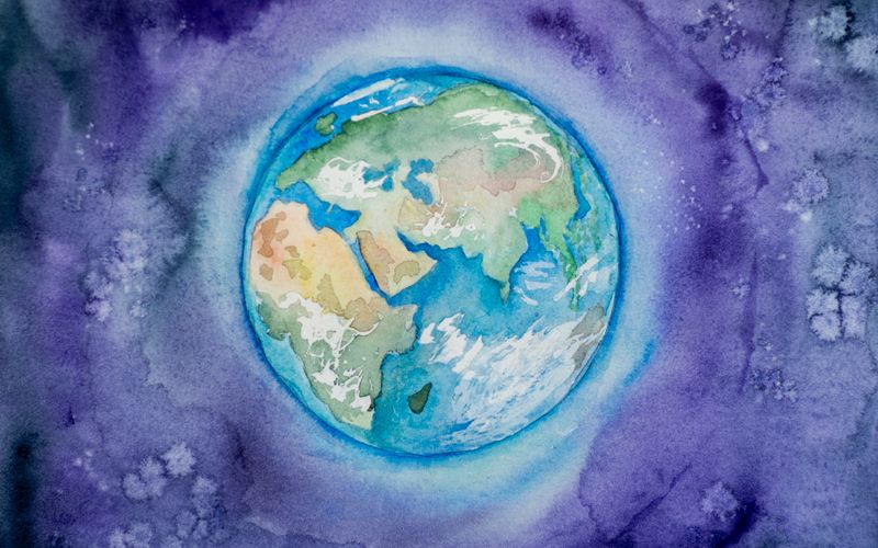 Planeta Terra envolvido e coberto por resíduos de plástico descartável