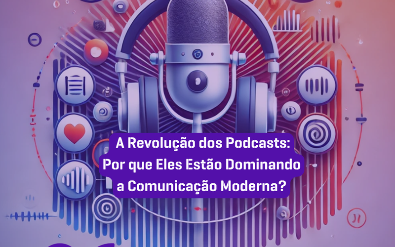 Estúdio de podcast com microfone profissional e equipamento de gravação.