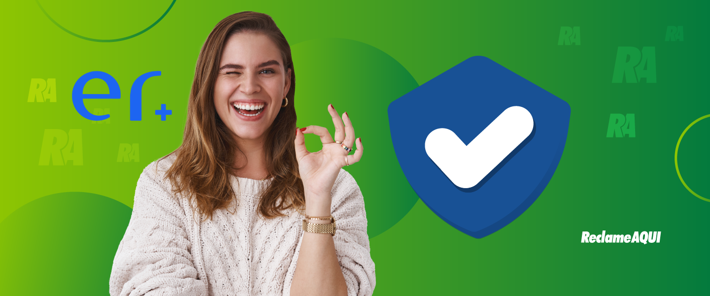 Certificado de verificação do Reclame Aqui e logo da Escola de Rádio