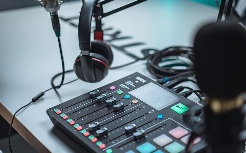 Pessoas de diferentes idades usando fones e ouvindo podcasts