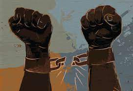 Pessoas negras celebrando a liberdade após fim da escravidão