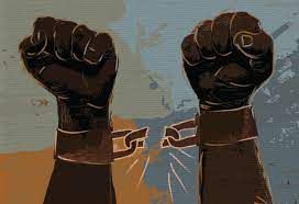 Pessoas negras celebrando a liberdade após fim da escravidão