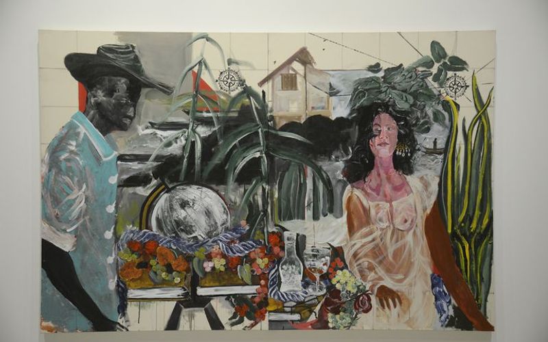 Obra de arte contemporânea refletindo sobre história colonial do Brasil