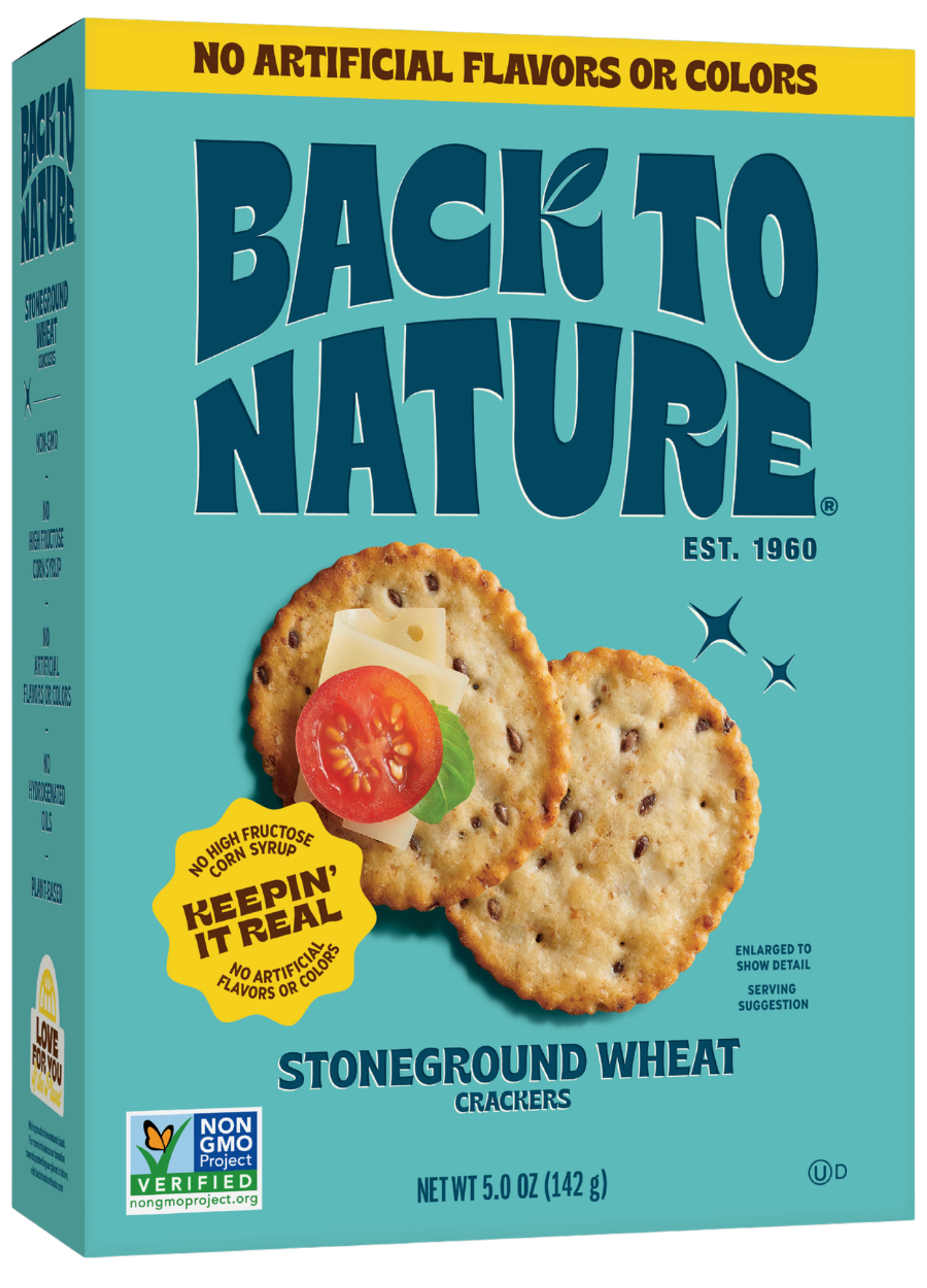 light blue box of stoneground wheat crackers