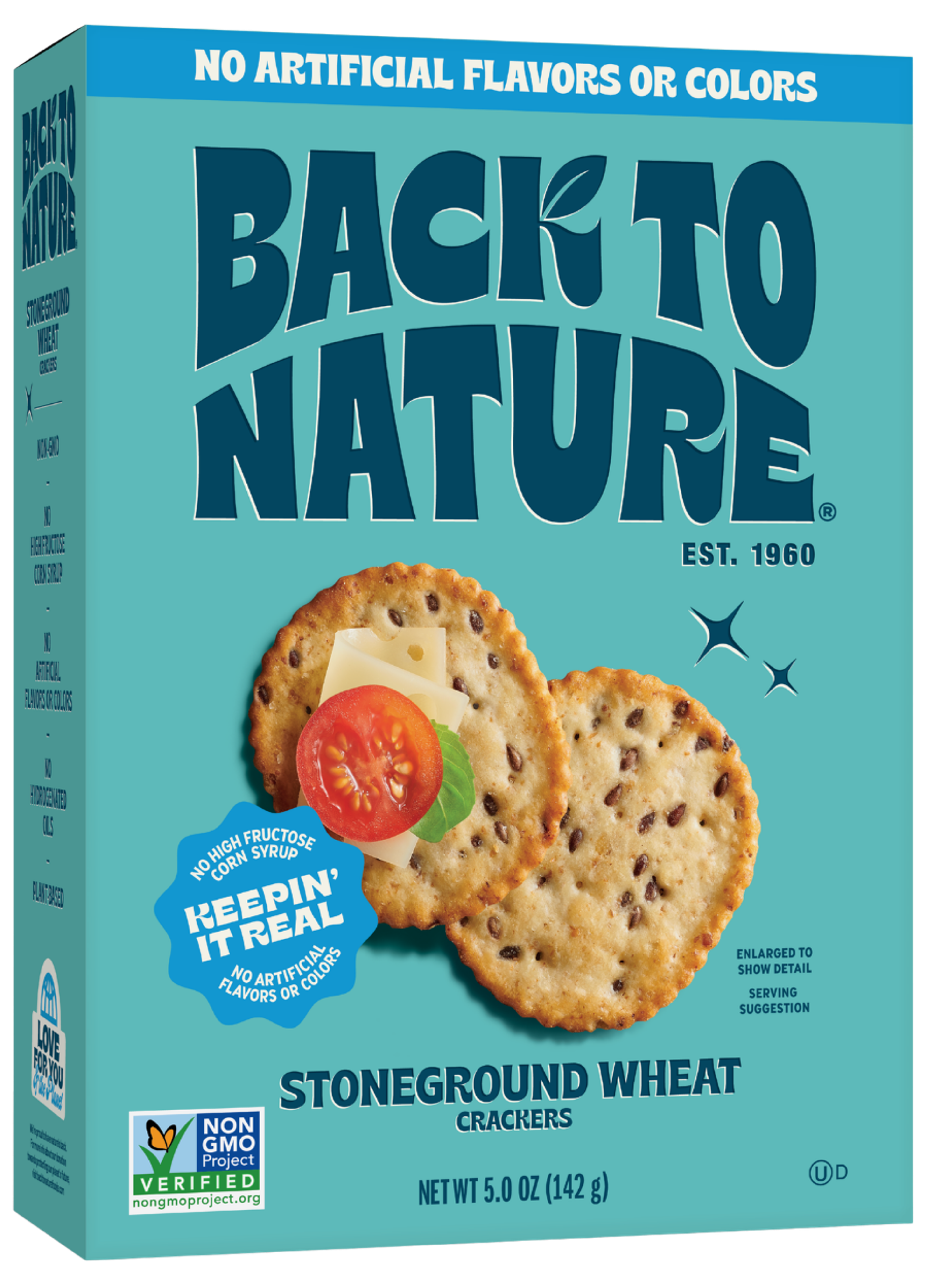 light blue box of stoneground wheat crackers