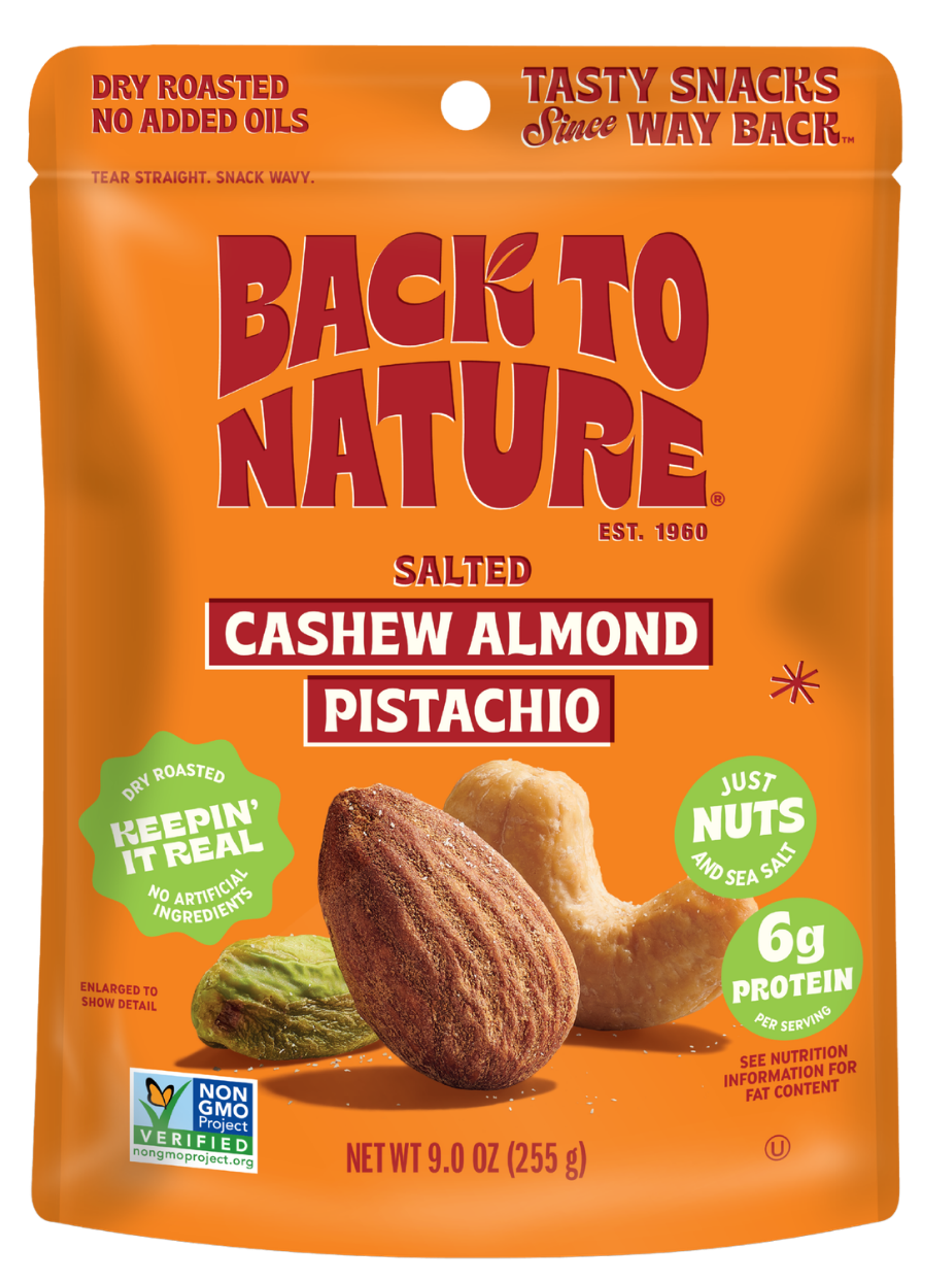 orange bag of cashew almond pistachio mix