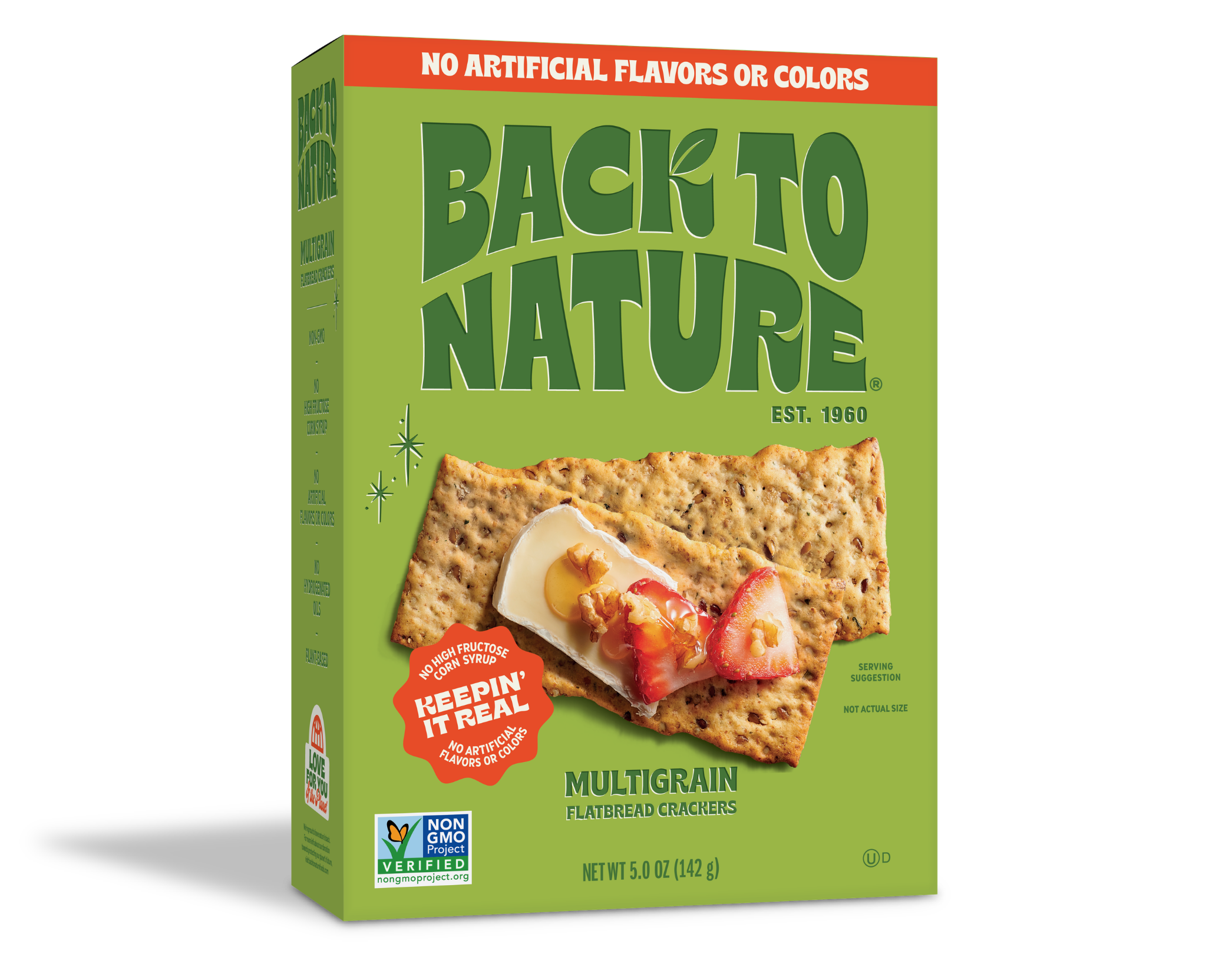 Light green box of Back to Nature Multigrain Flatbread Crackers