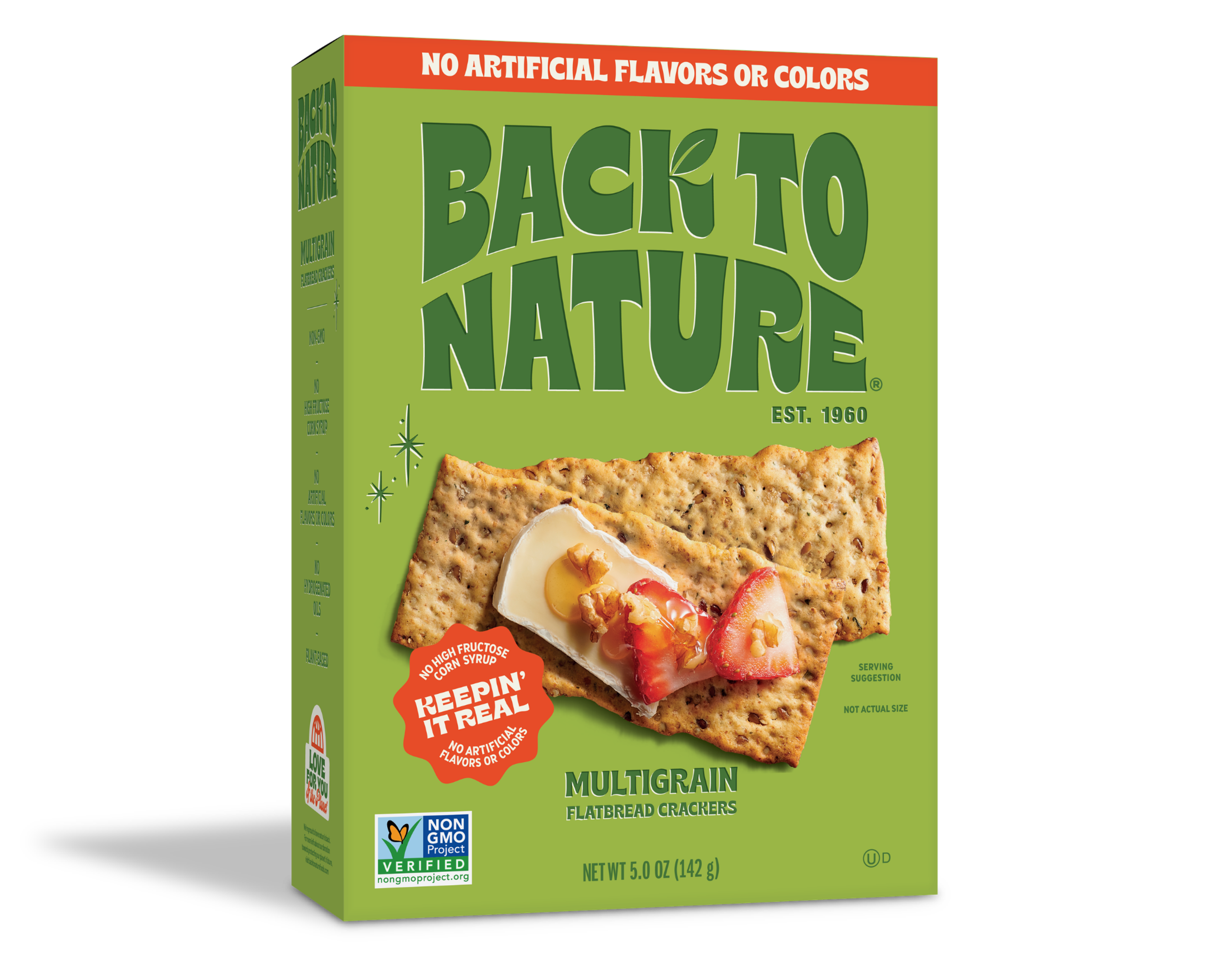 Light green box of Back to Nature Multigrain Flatbread Crackers