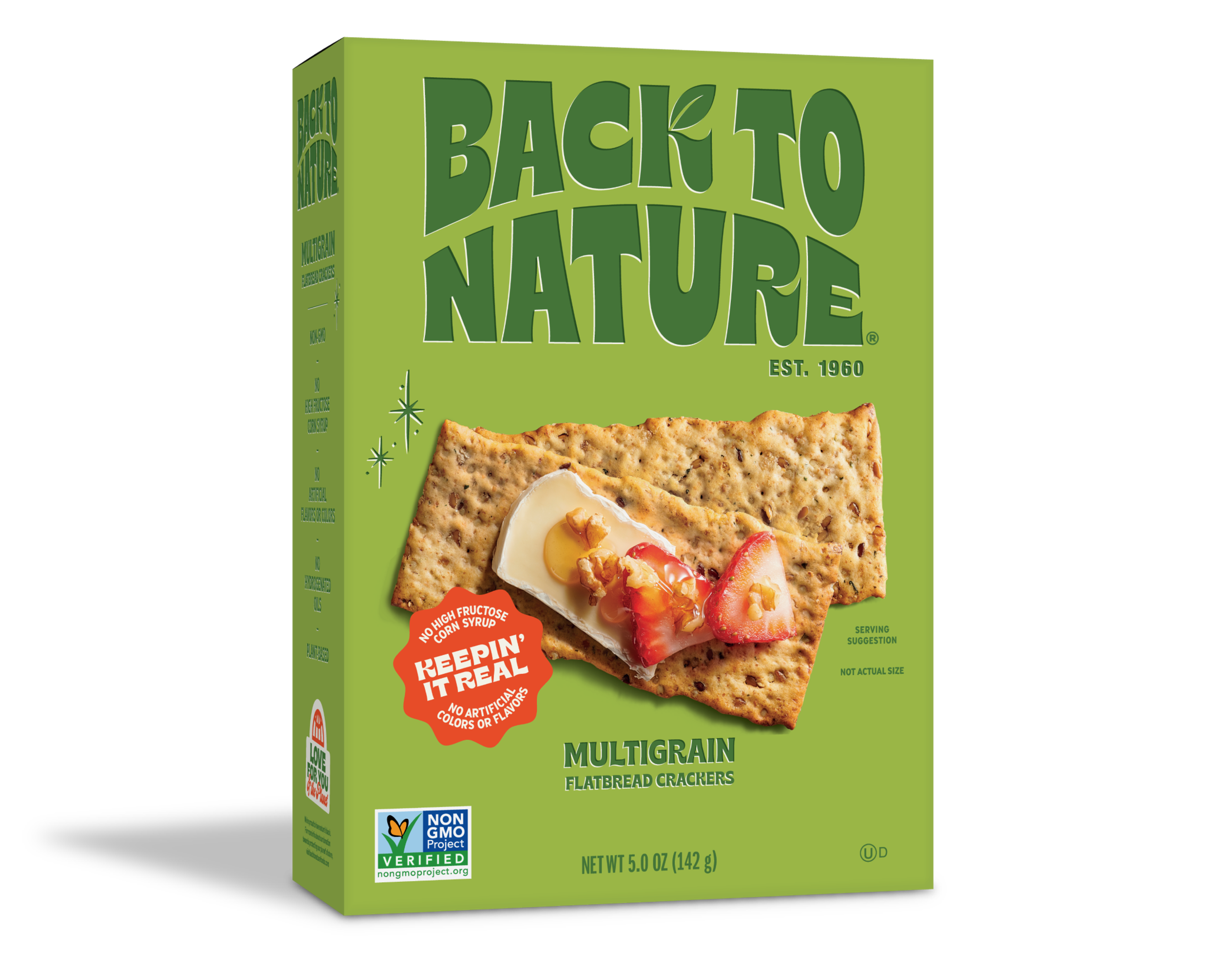 Light green box of Back to Nature Multigrain Flatbread Crackers