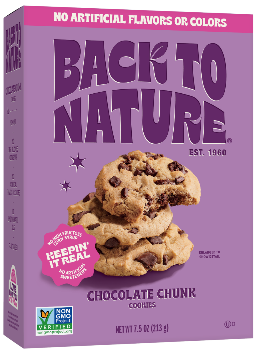 Purple box of chocolate chunk cookies