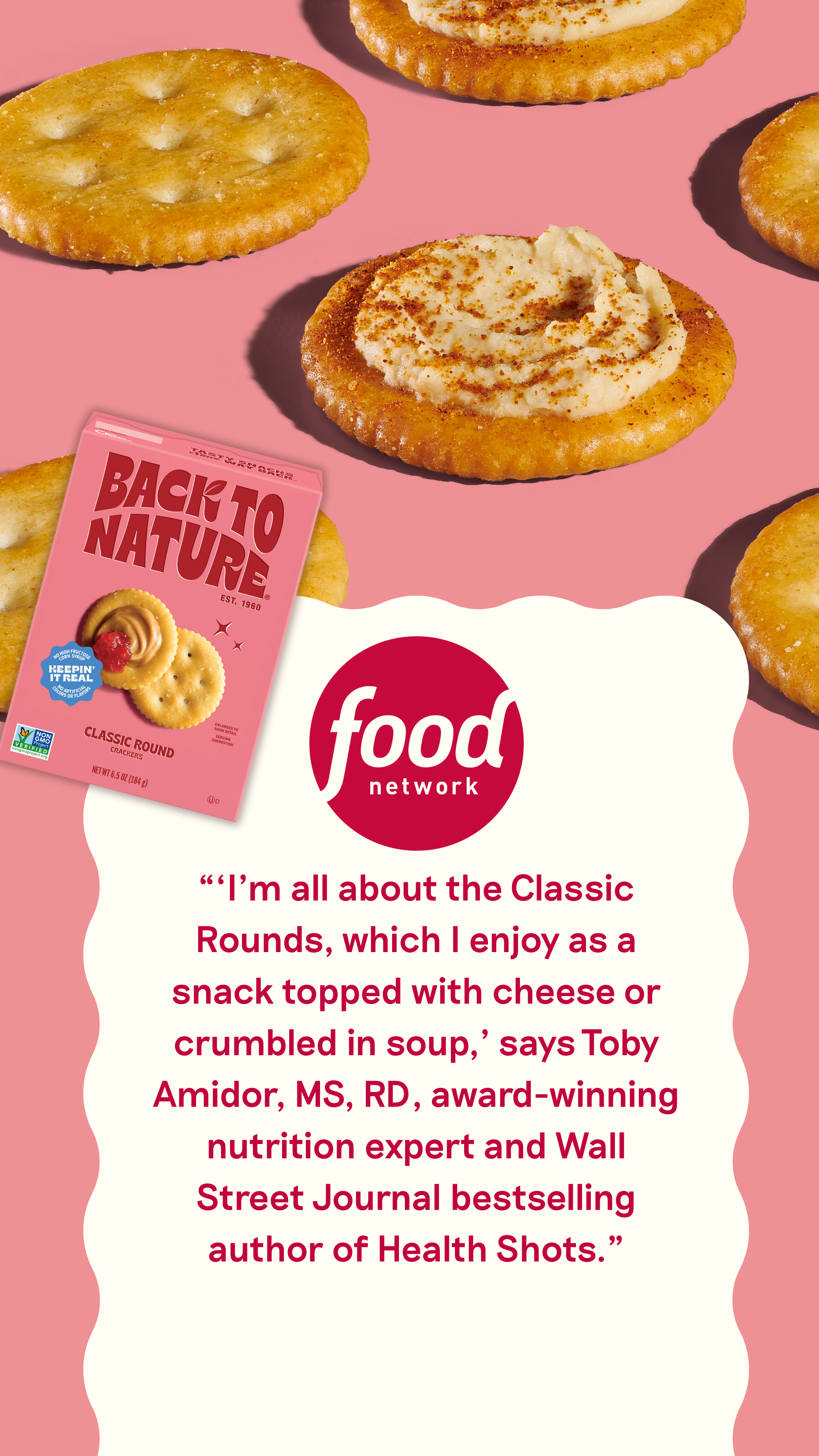 Food Network's positive review of Back to Nature Classic Round Crackers