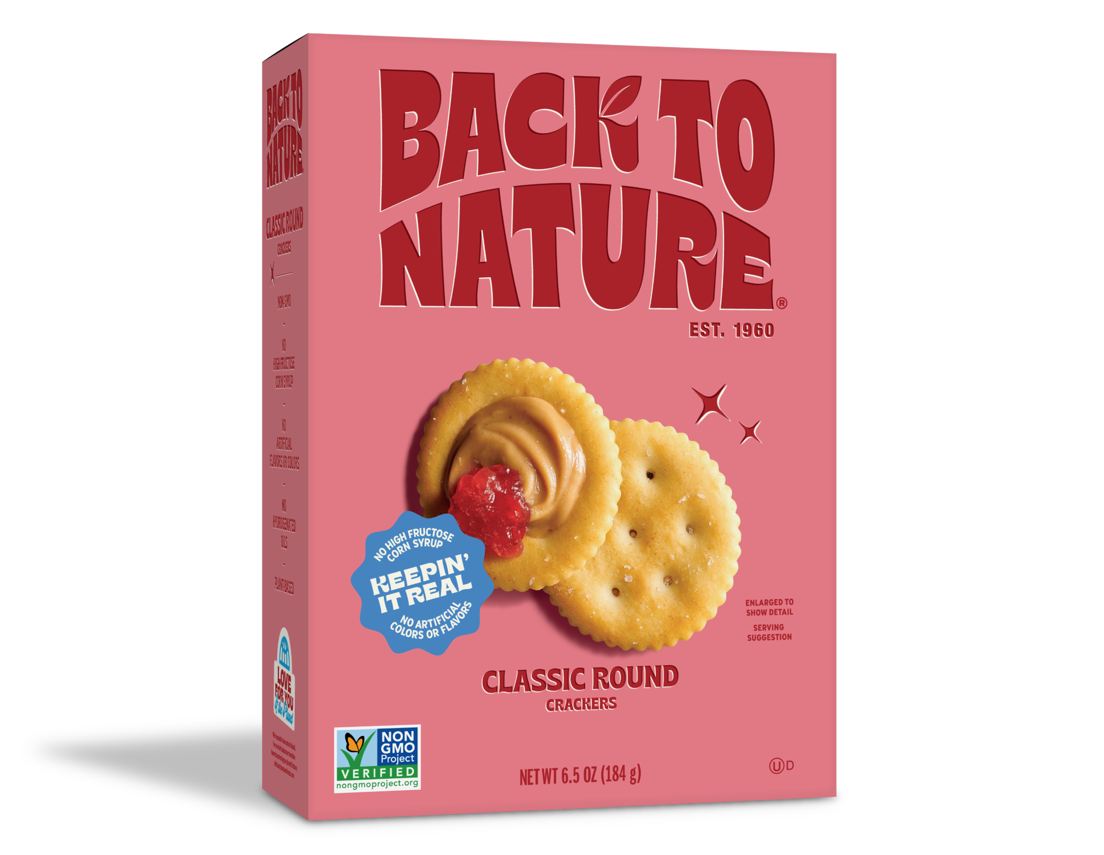 Pink box of Back to Nature Classic Round Crackers