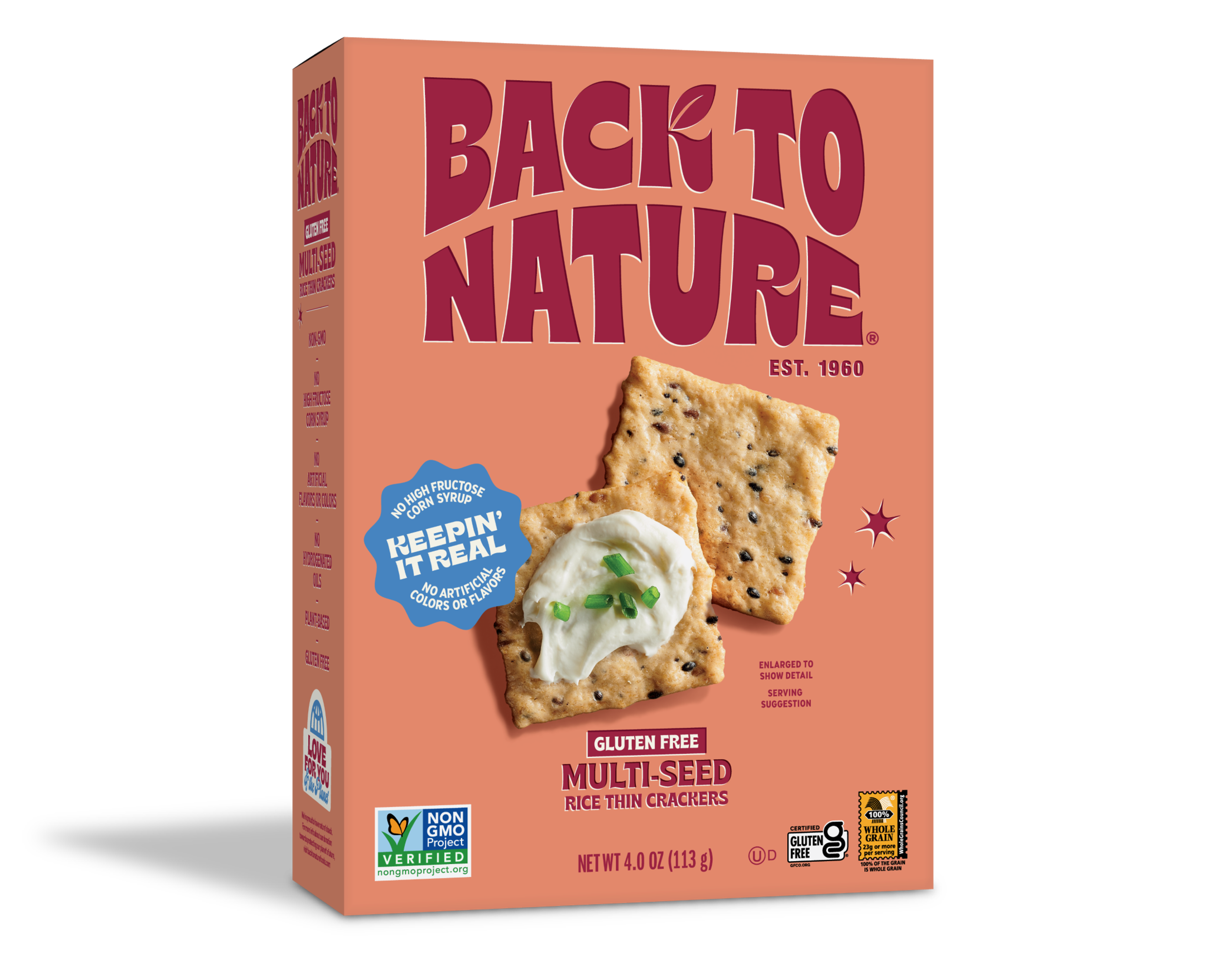 Light orange box of Back to Nature Multi-seed Rice Thins