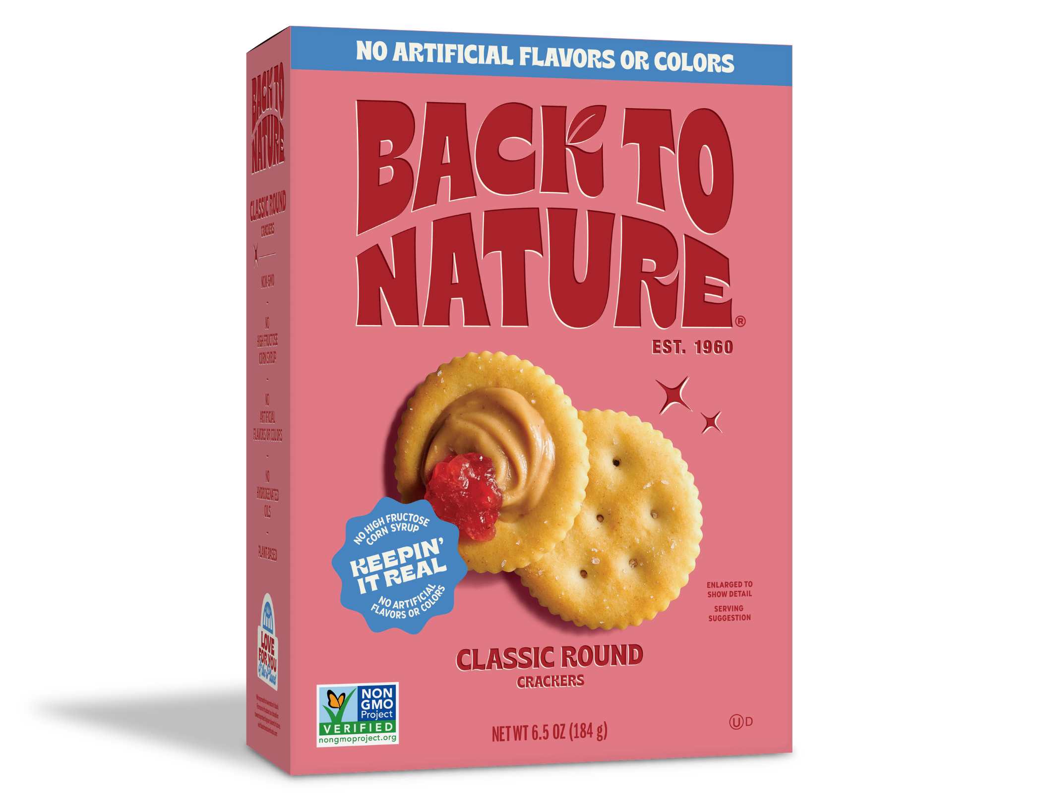 Pink box of Back to Nature Classic Round Crackers