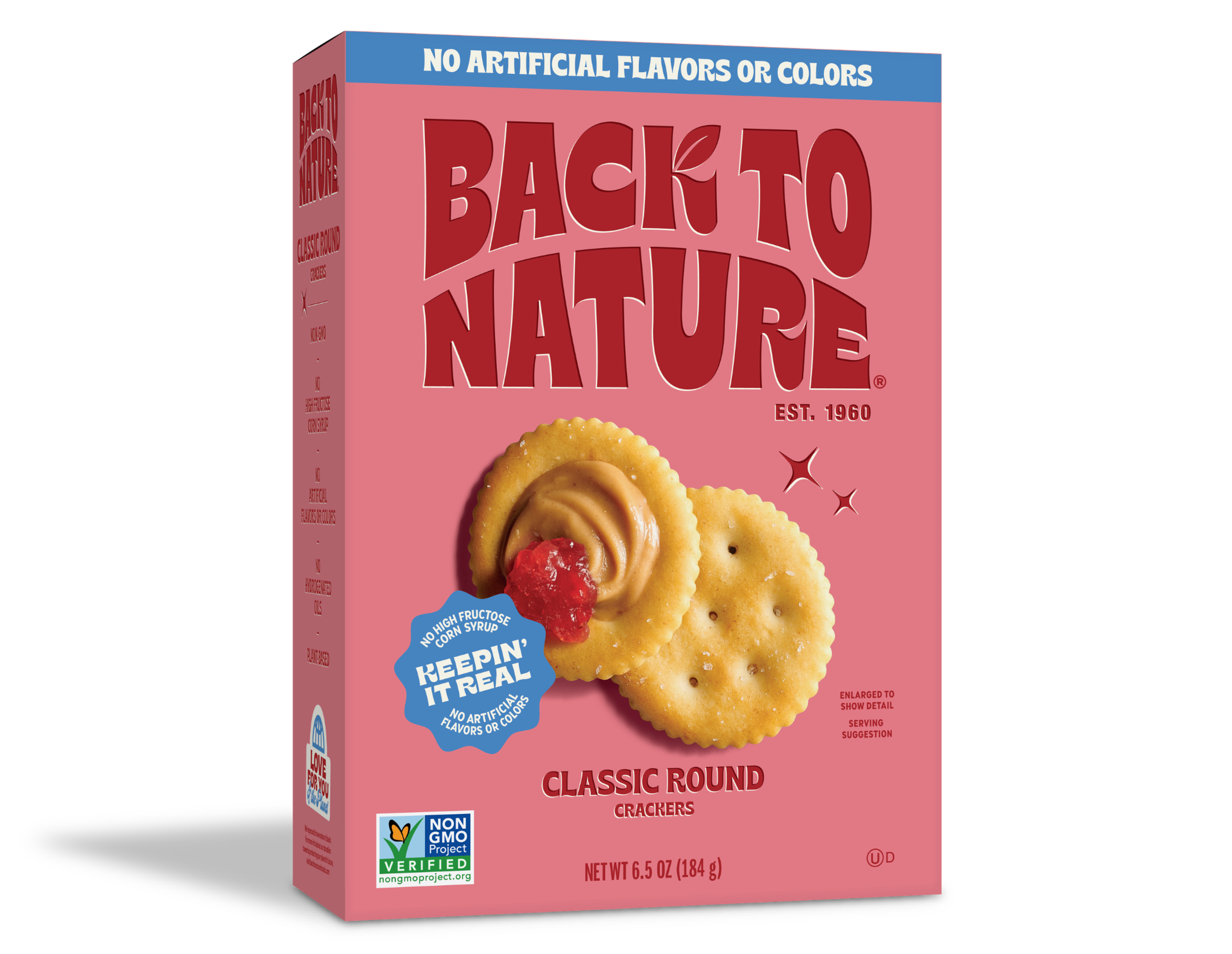 Pink box of Back to Nature Classic Round Crackers