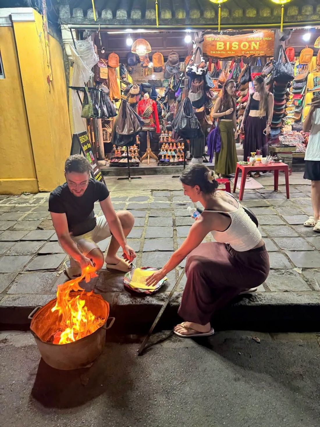 A full-moon festival offering table in old Hoi An