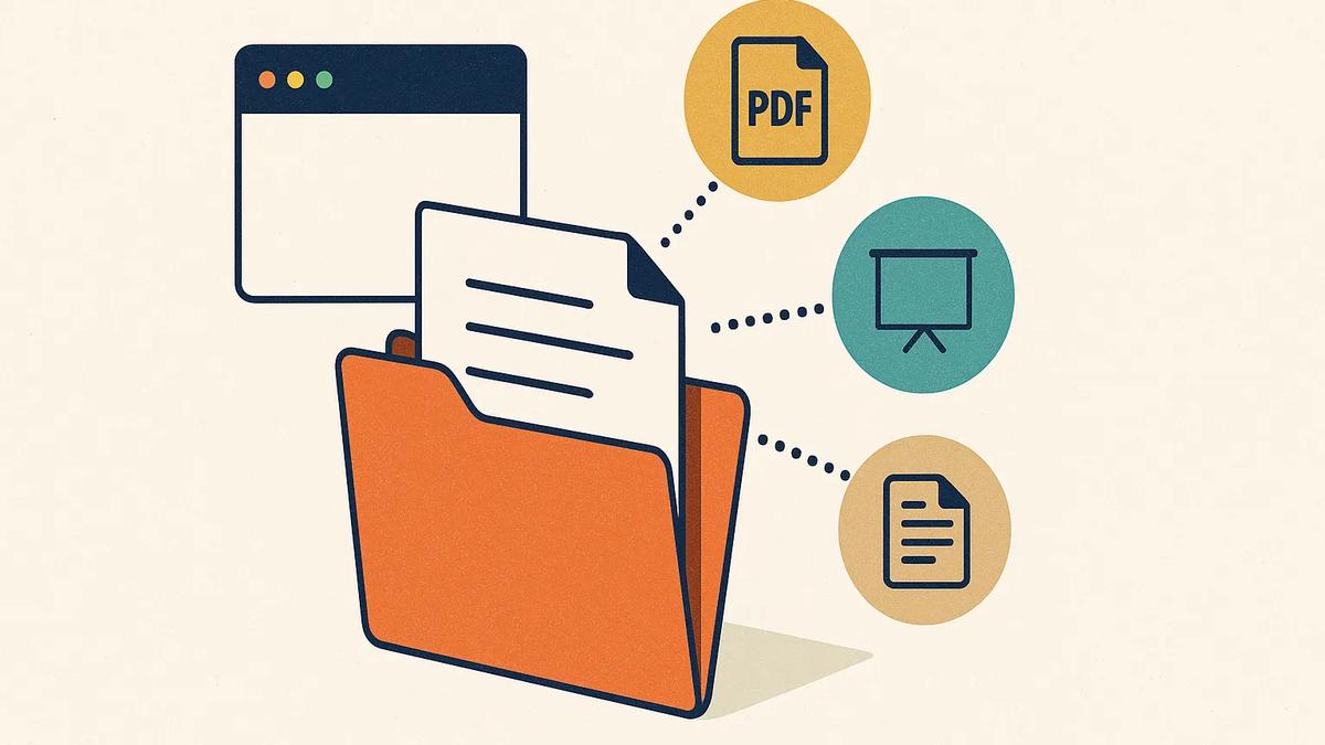 PDF and other documents in a folder next to a browser PDF and other documents in a folder next to a browser