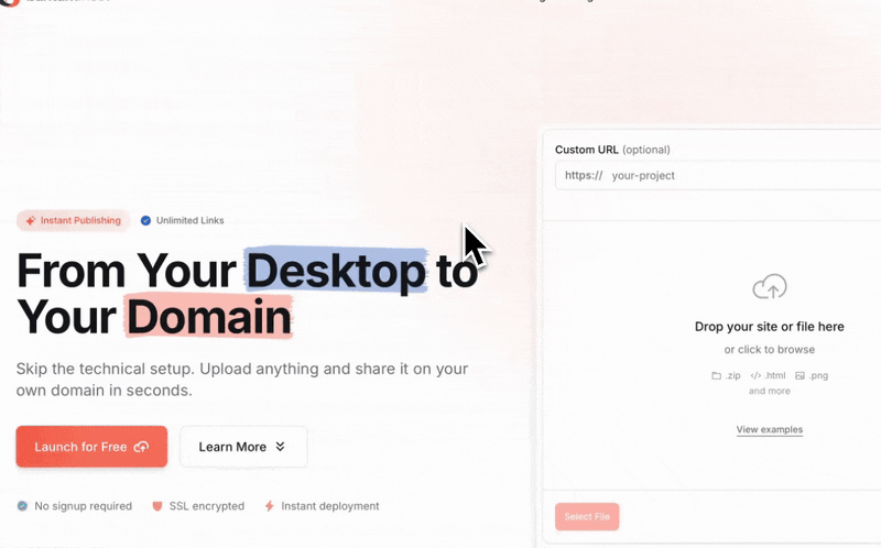 GIF of Marzipano ZIP Upload to Bantam.Host