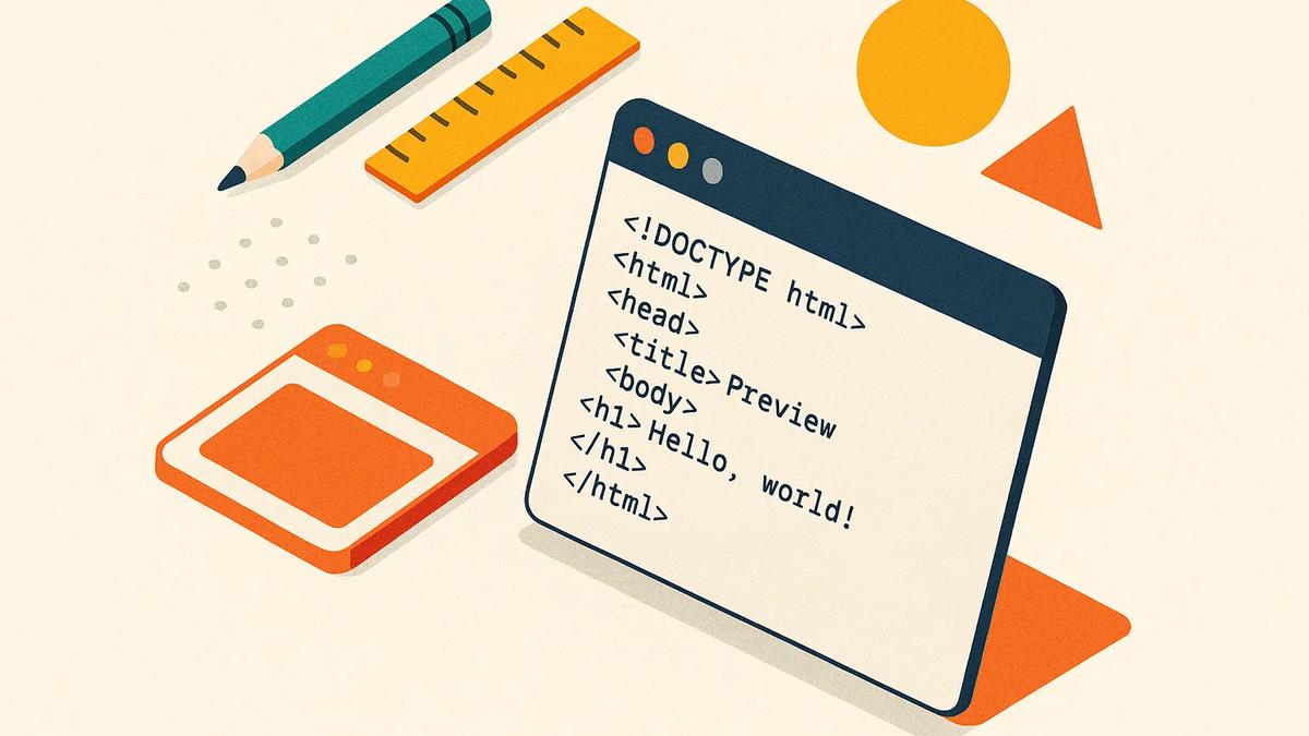 HTML Editor Window with Pencils & Rulers HTML Editor Window with Pencils & Rulers