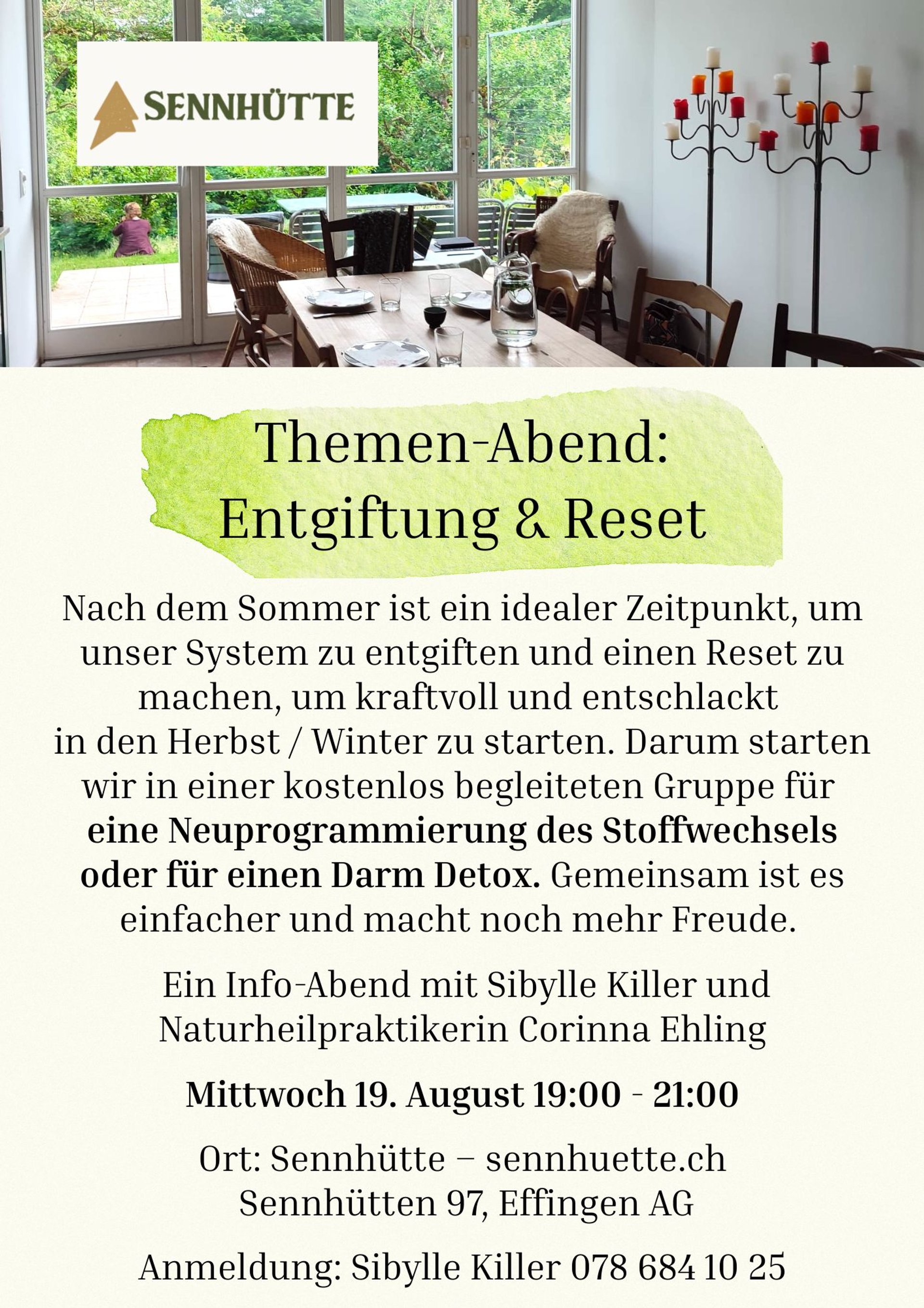 Themen-Abend Entgiftung und Reset, Mittwoch 19. August 2026