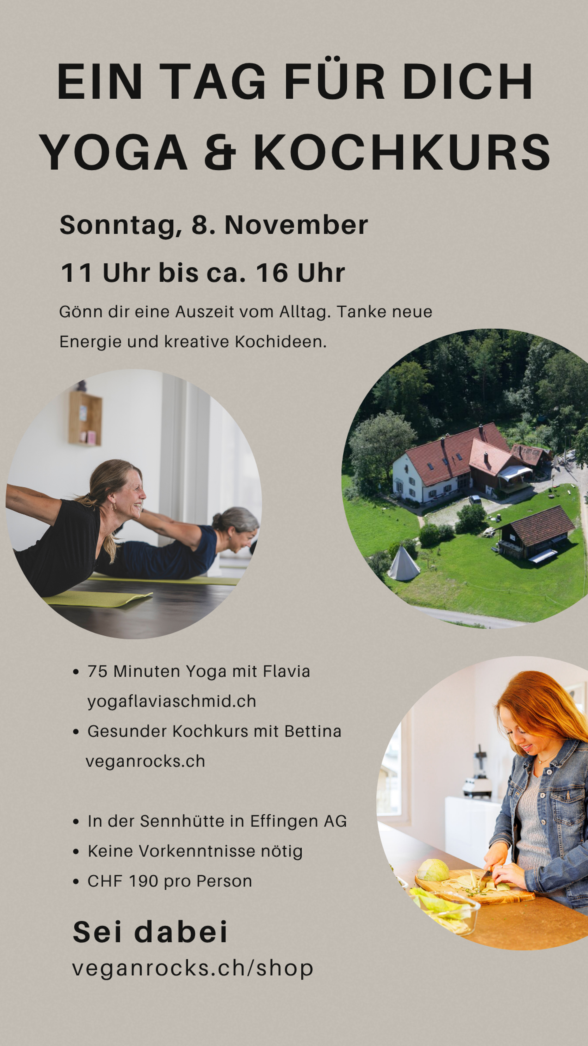 Yoga und Kochkurs, Sonntag 8. November 2026
